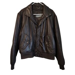 Vintage Members Only Brown Leather Bomber Jacket Coat EUC Lined Y2K Mens Size 44